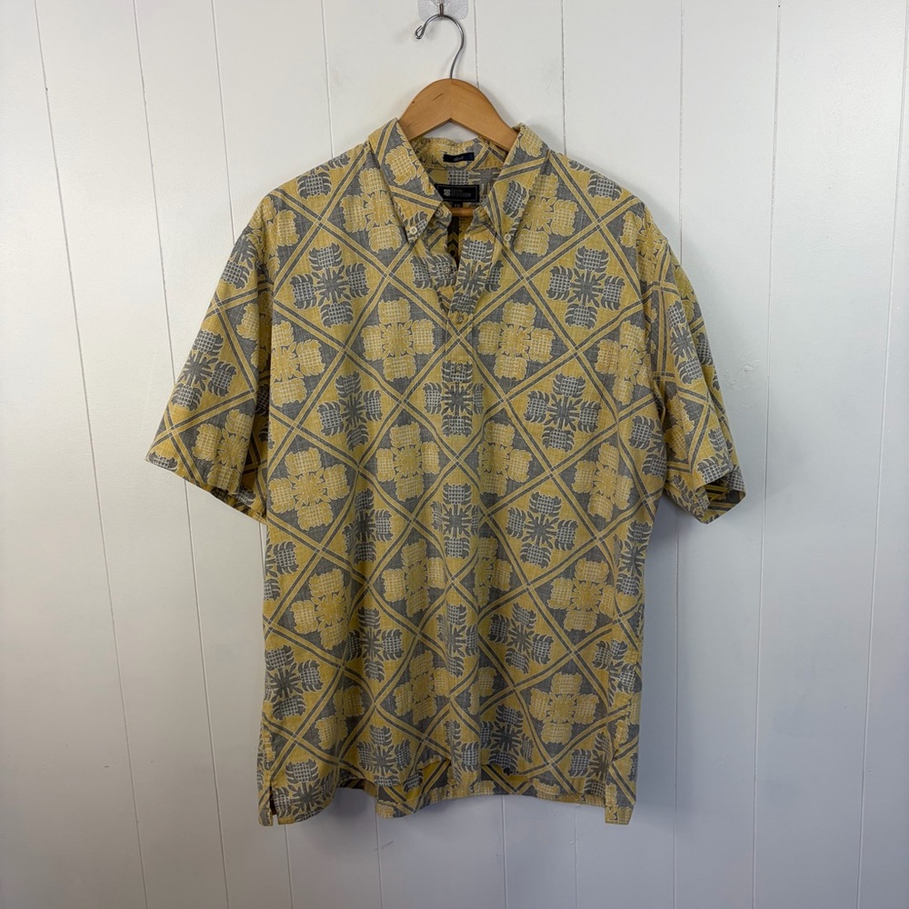 Reyn Spooner Men's Cotton Kloth Hawaiian Shirt Yellow Pullover Shirt Classic XXL